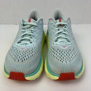 Hoka One One Womens Sz 8 Clifton 7 Running Shoes Light Green Yellow Mesh Lace-up